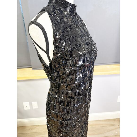 Sequined High Neck Sleeveless Column Gown 10907 Size 2 - Picture 6 of 8